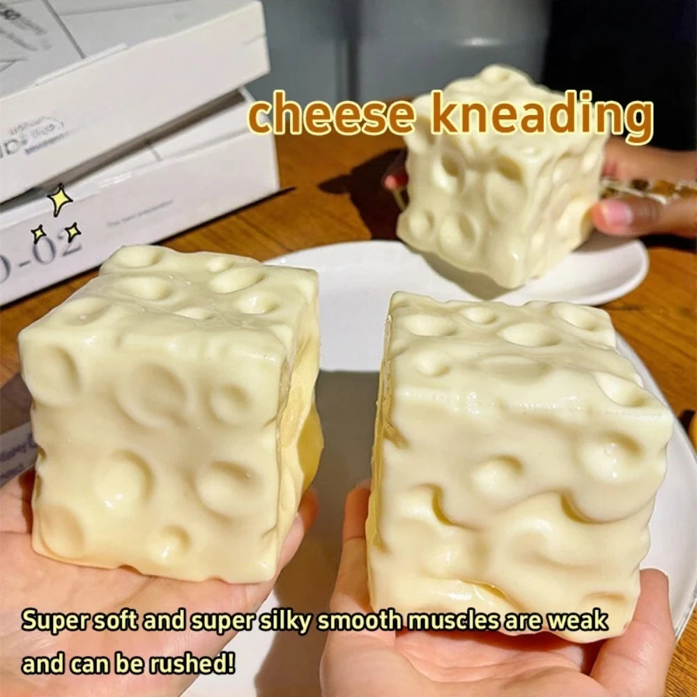 Squishy Cheese Cube Stress Ball Shapeable Squeeze Ball Non Rebound Sensory Fidget Toys for Kids and Adults Relaxing Gifts