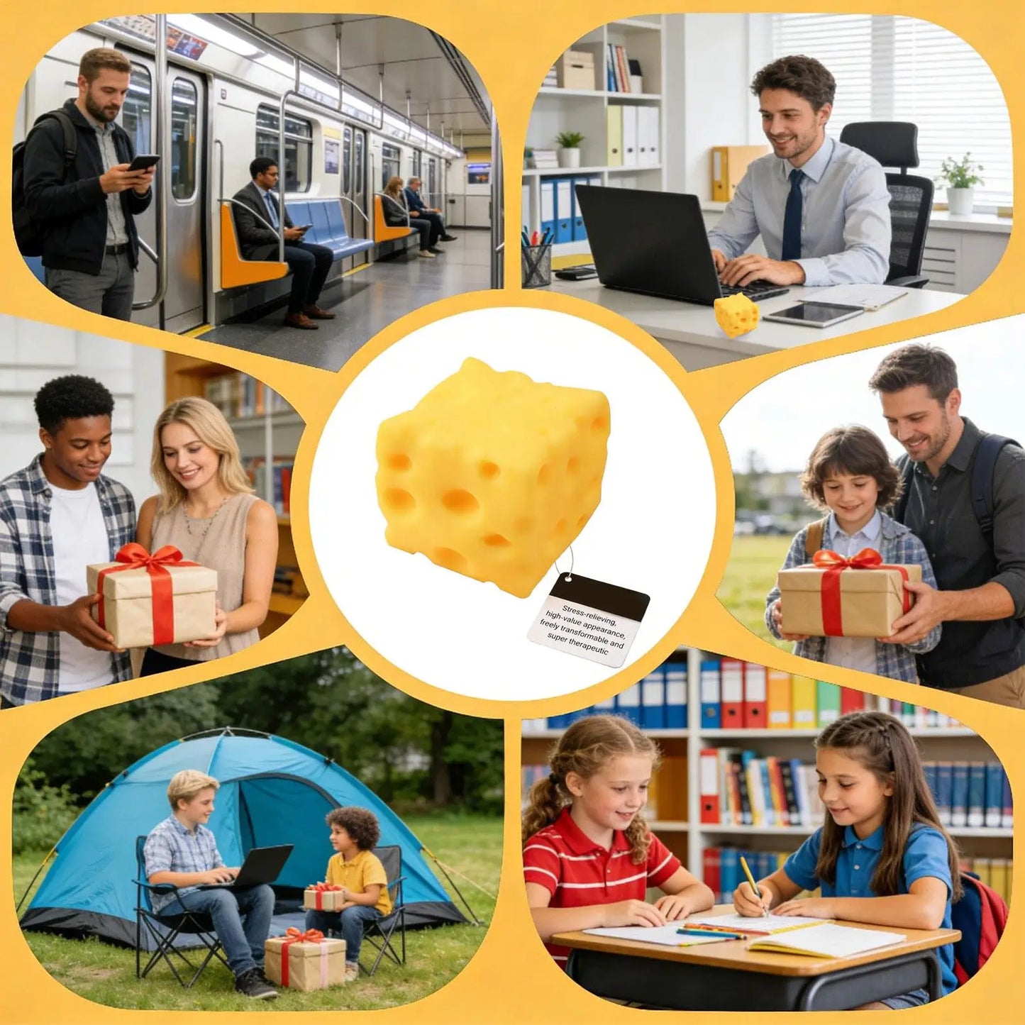 Squeeze Cheese Toy Large Soft Funny Novelty Leisure Games Quiet Fidget Toys for Kids Adults Family Friends Youth Teens Offices