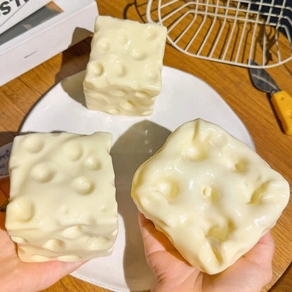 Squishy  Cheese Cube Stress Ball Shapeable Squeeze Ball Non Rebound Sensory Fidget Toys for Kids and Adults Relaxing Gifts